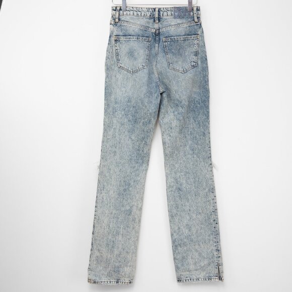 Free People "My Own Lane" Jeans Straight Leg Acid Washed High Waist Blue Size 28 - Picture 2 of 7